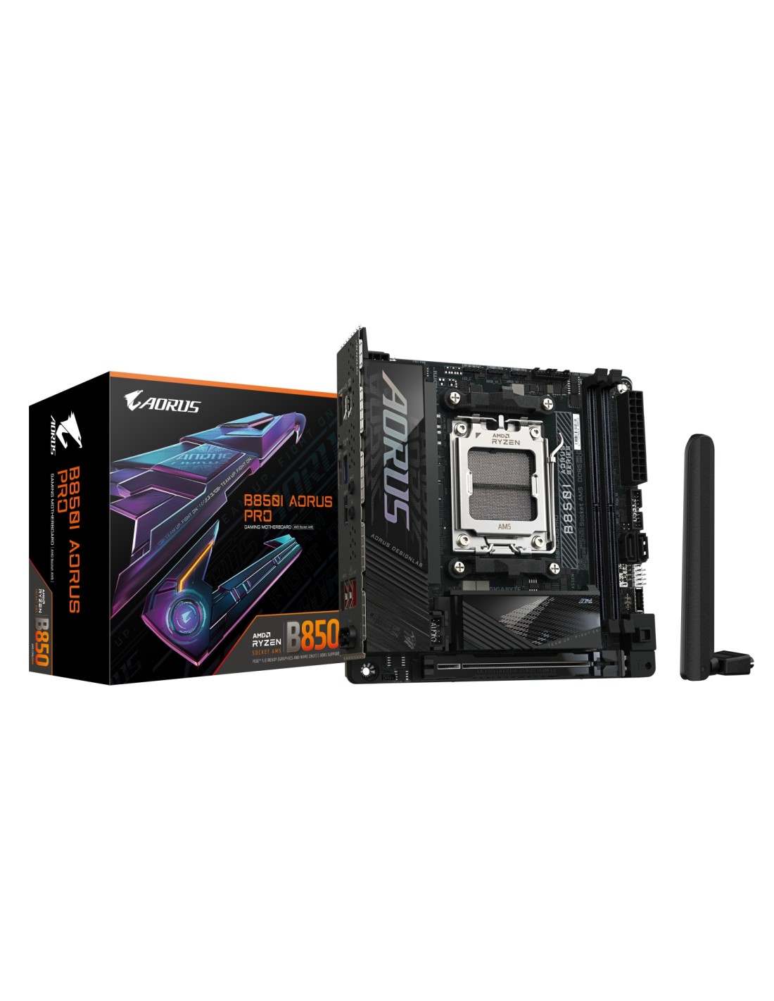GIGABYTE B850I AORUS PRO Placa Base - Compatible con procesadores AMD Ryzen Serie 9000, VRM digital de 8+2+1 fases, hasta 8400MH