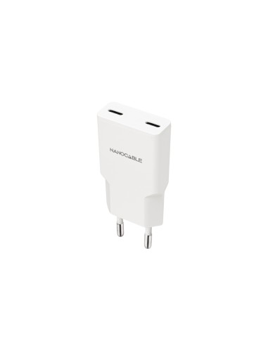 Nanocable Cargador 2xUSB-C/PD 30W, Blanco