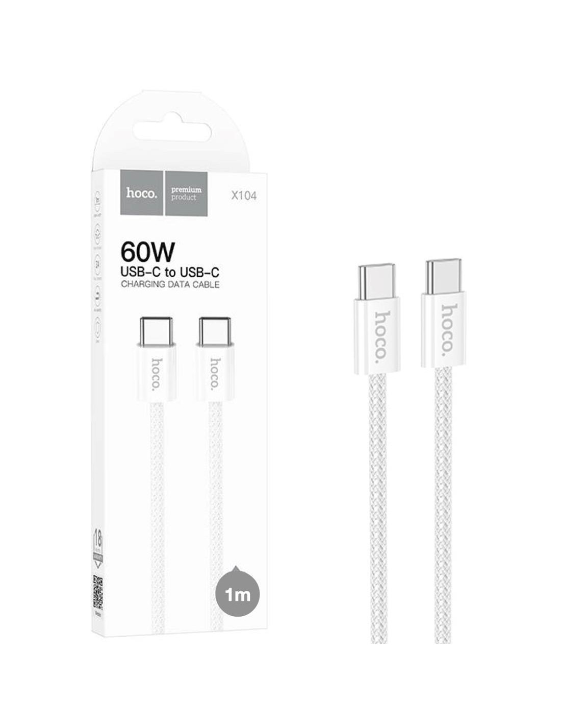 Cable USB-C a USB-C 1 Metro 60W Hoco X104 White (para iPhone 15)