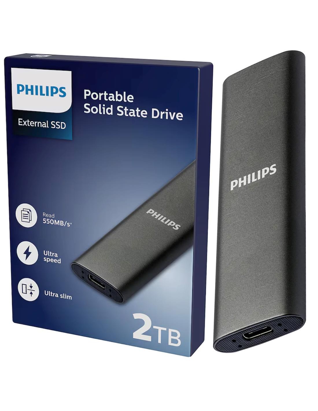 Disco SSD Philips Externo 2TB Ultra Speed Space Grey