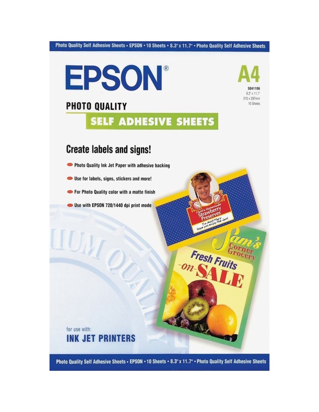 Papel Epson Self-Adhesive Photo Paper - A4 - 10 hojas C13S041106