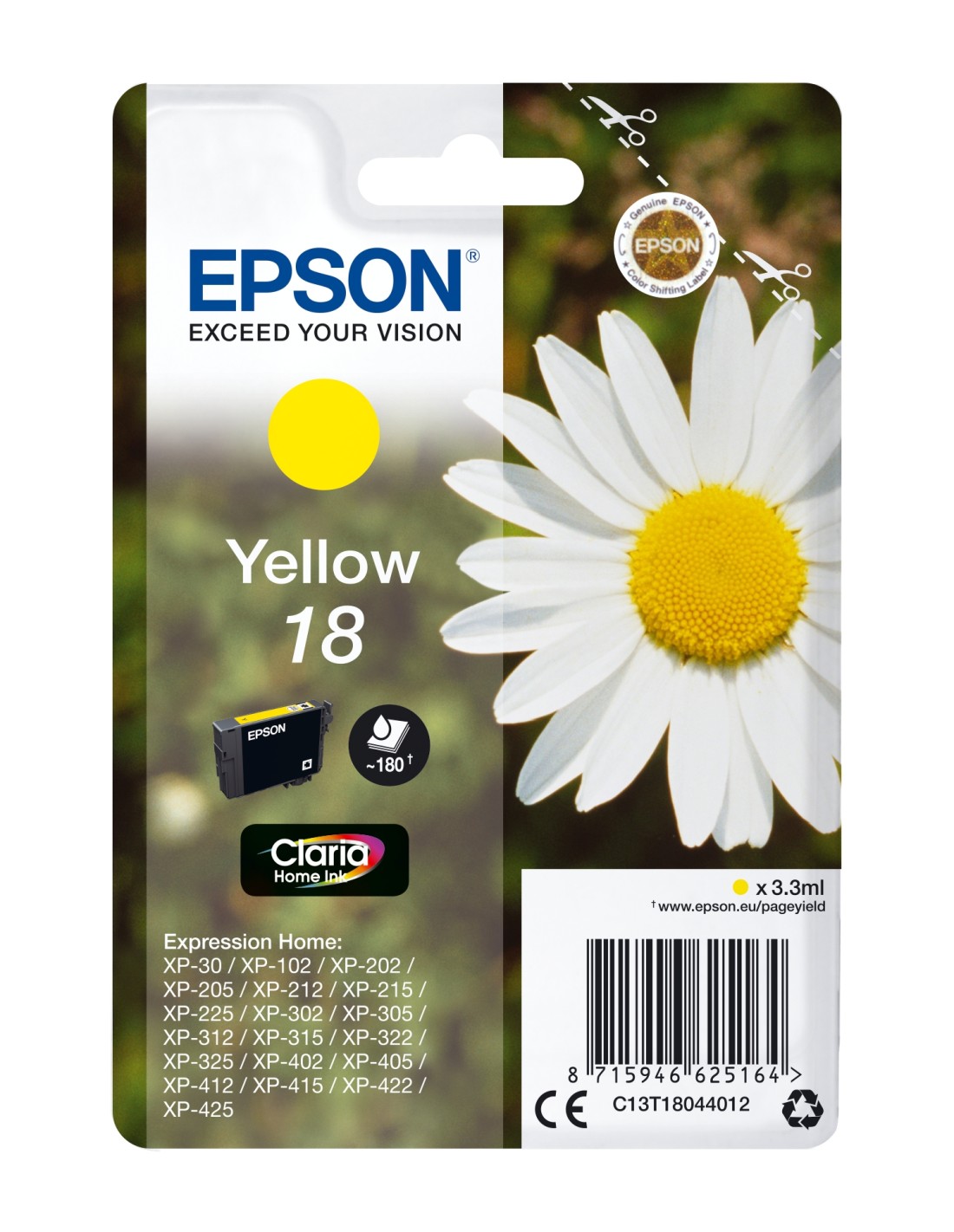 Cartucho Epson Daisy Cartucho 18 amarillo etiqueta RF C13T18044022