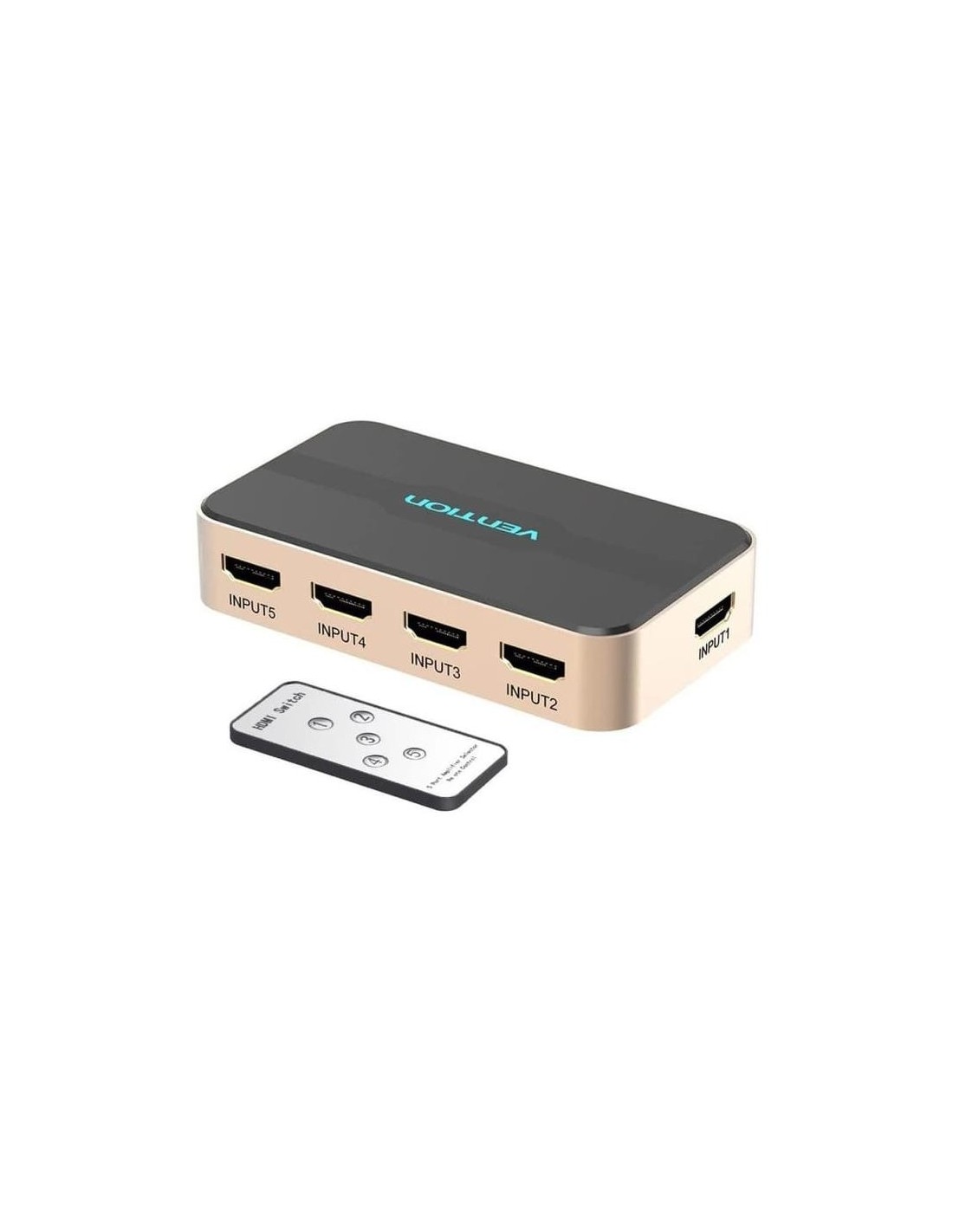 DUPLICADOR VENTION 5XHDMI HEMBRA - HDMI MACHO GOLD/BLACK