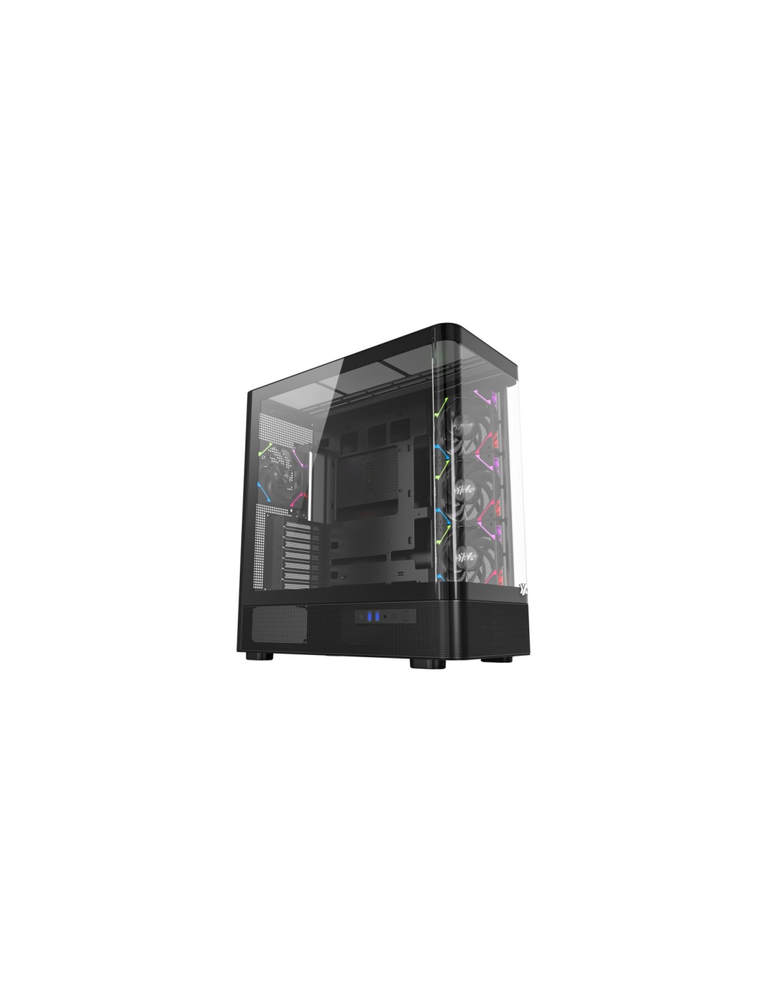 XYZ QUANTUM TORRE GAMING A-RGB , 4x VENTILADORES, PWM, BTF, CRISTAL CURVO, TIPO C , ATX, NEGRA