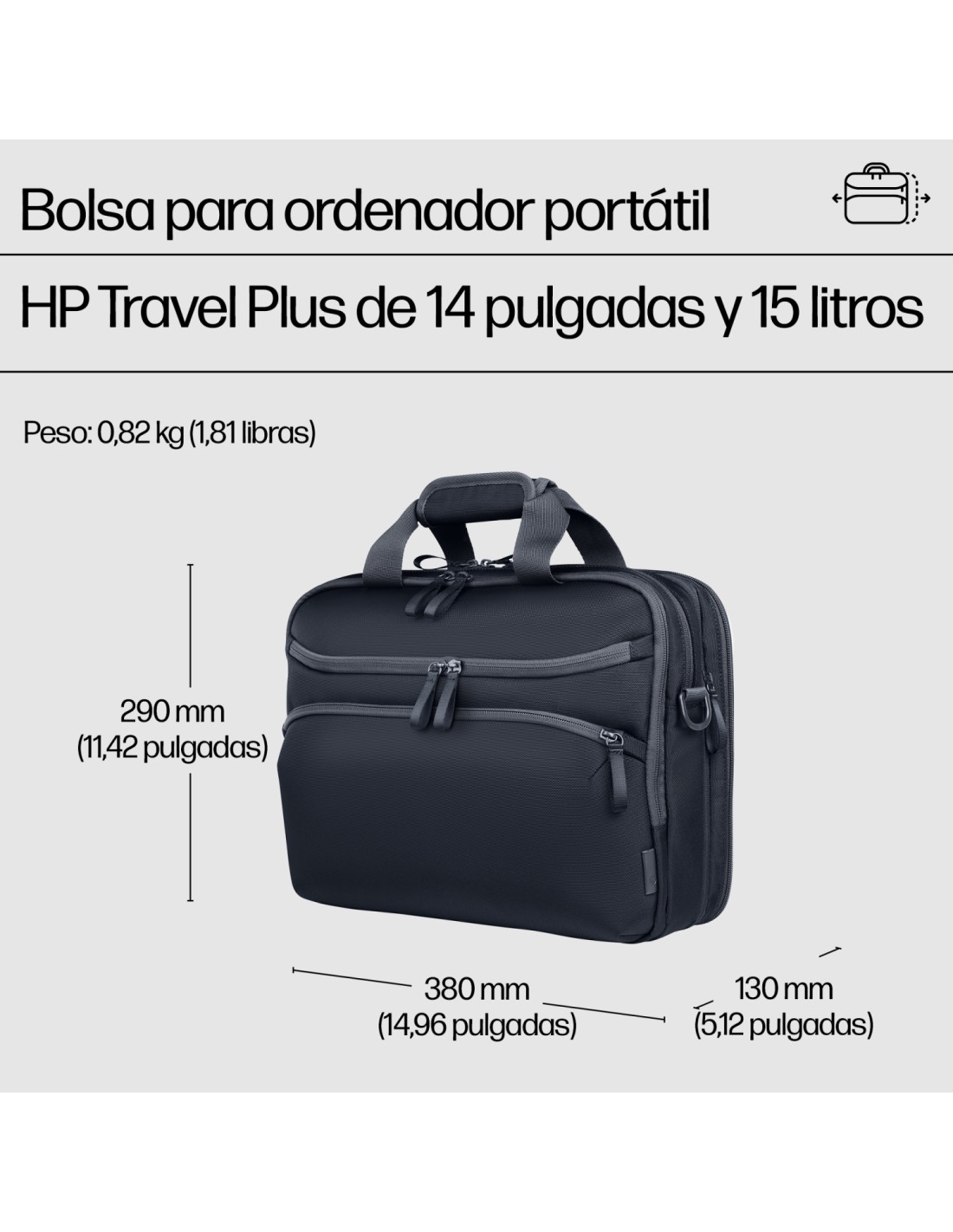 HP Bolsa para portÃ¡til de 14 pulgadas Travel Plus 15L