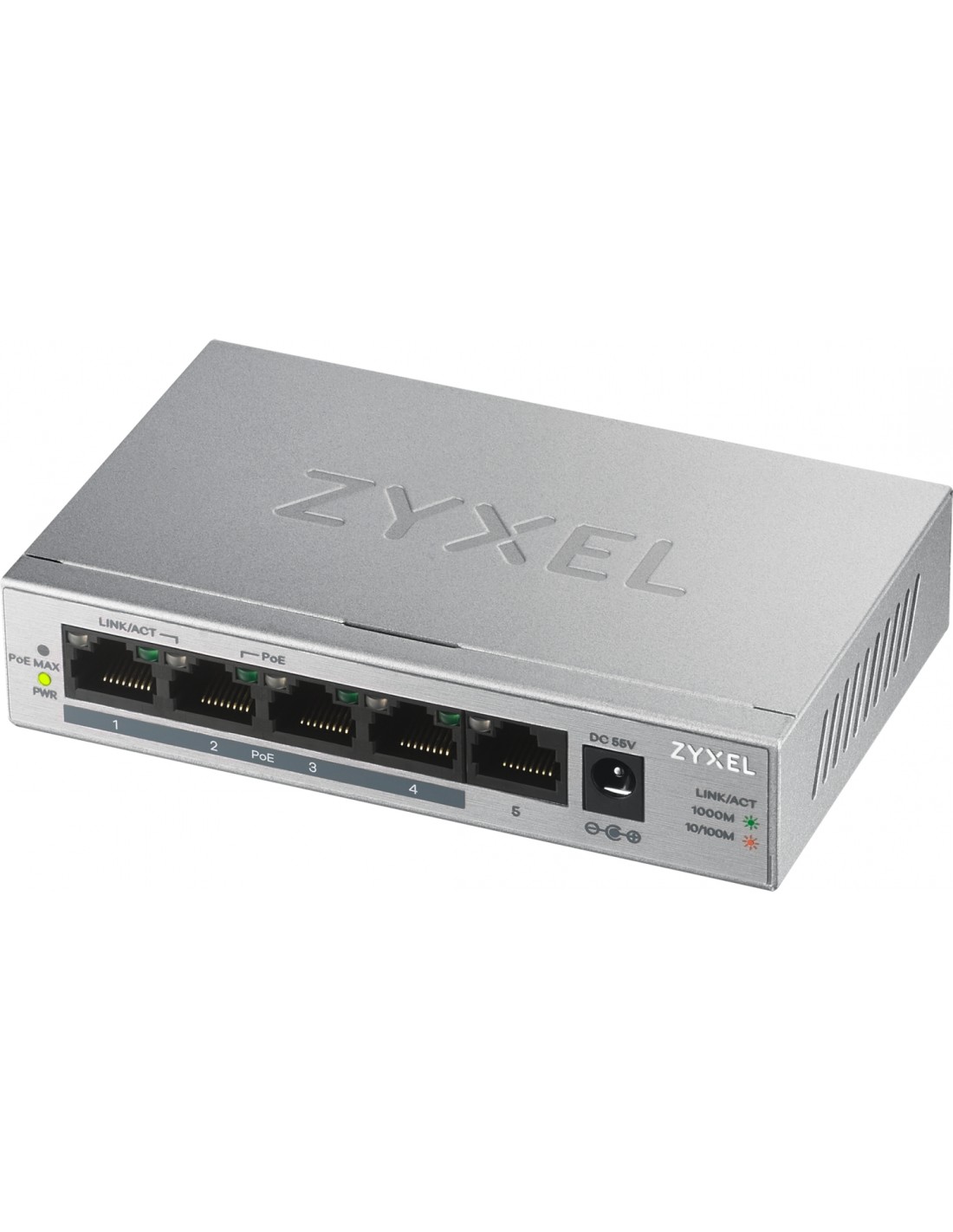 Zyxel GS1005HP No administrado Gigabit Ethernet (10/100/1000) EnergÃÂ­a sobre Ethernet (PoE) Plata