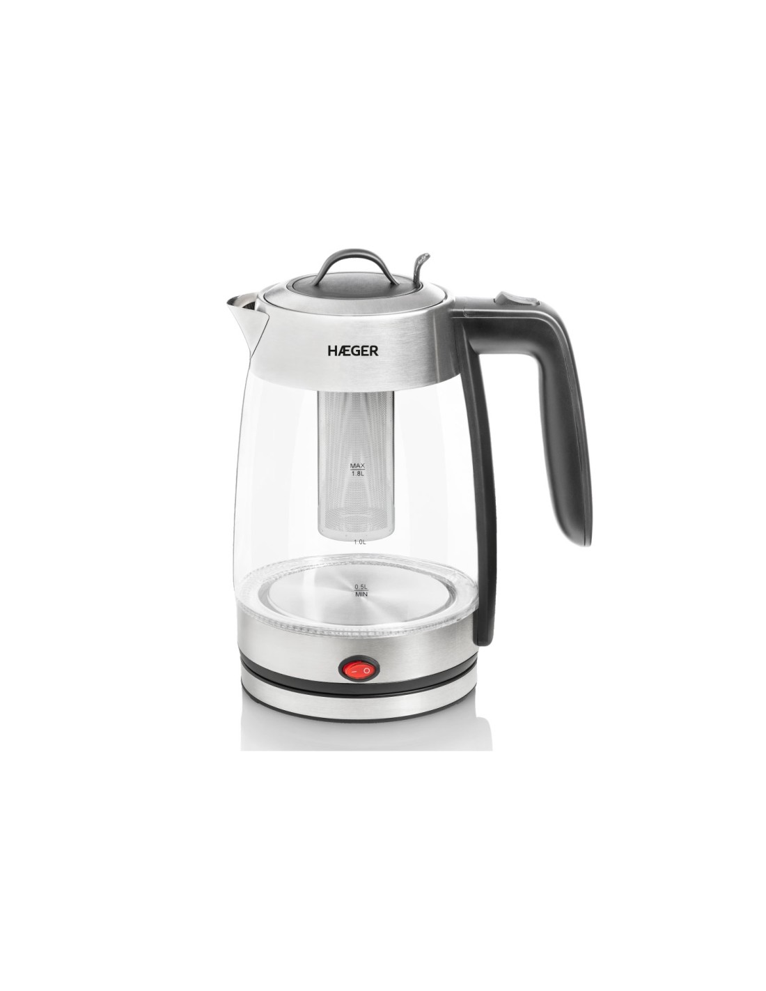 Haeger EK-22F.020A tetera elÃ©ctrica 1,8 L 2200 W Gris, Transparente