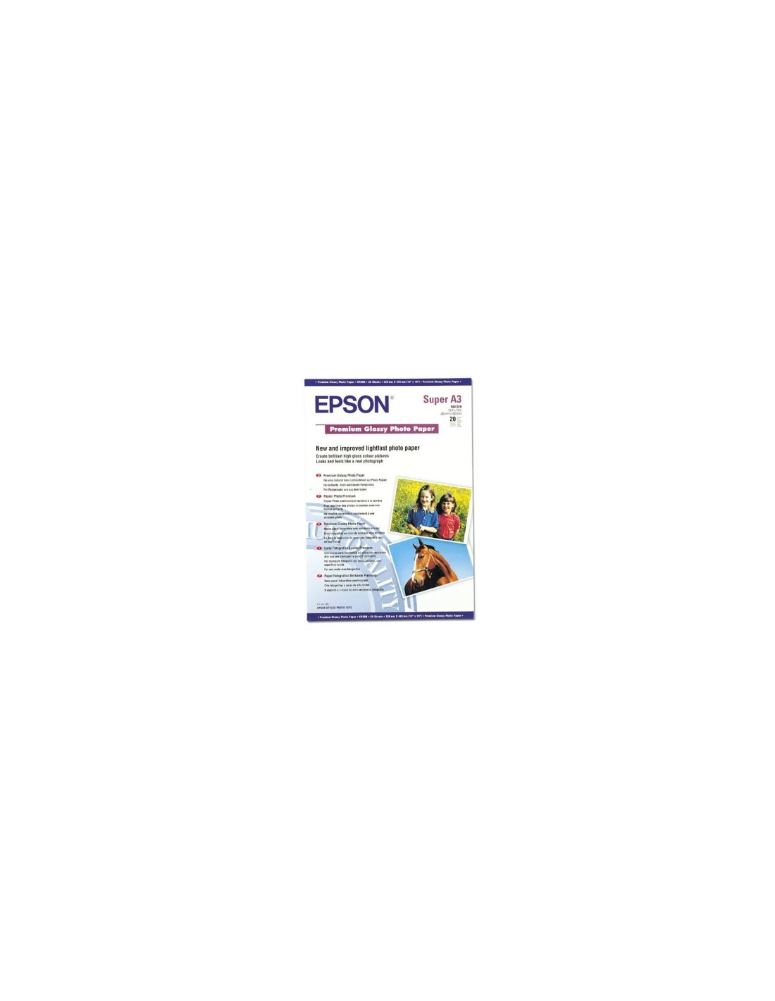 PAPEL EPSON S041316 PREMIUM GLOSSY PHOTO A3+20 HOJAS 250G C13S041316
