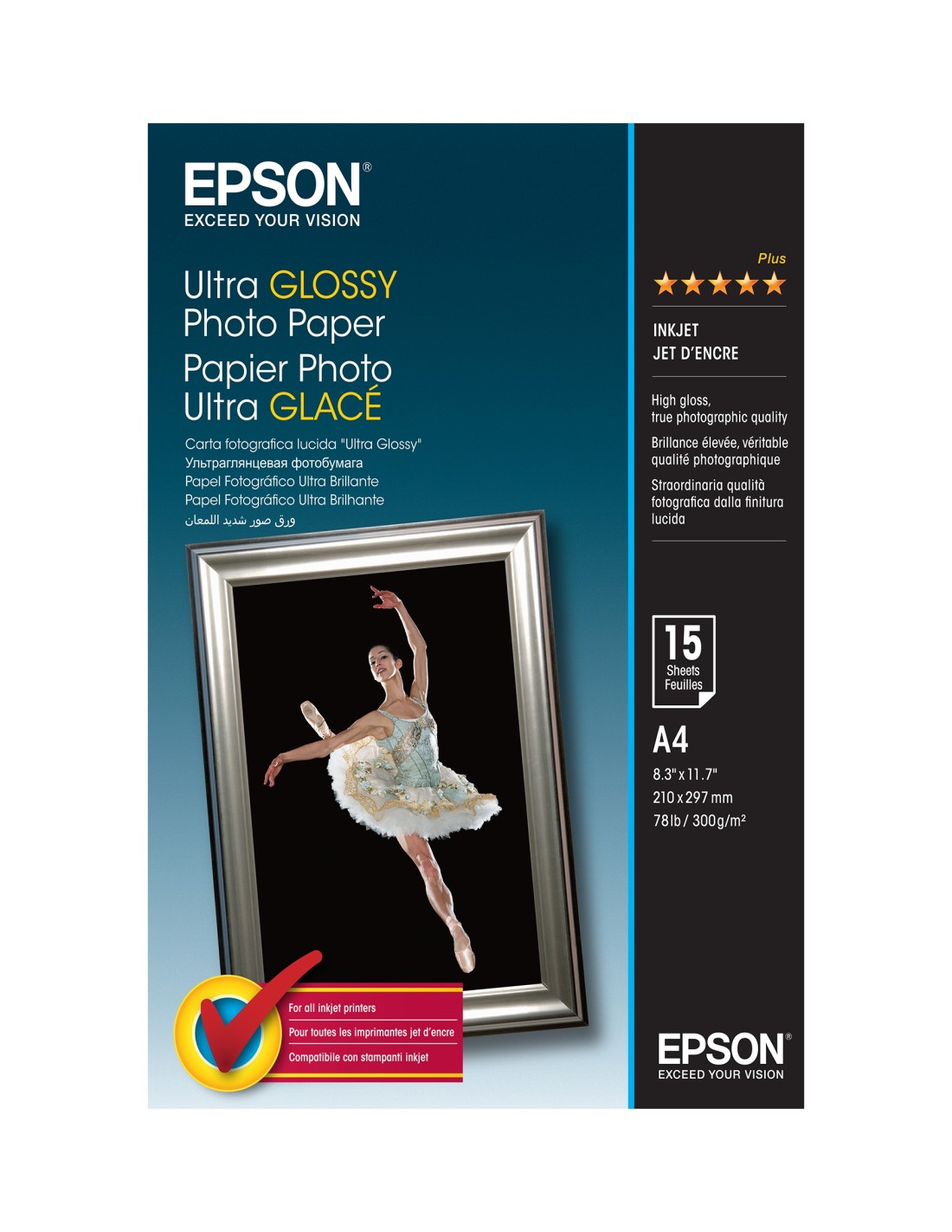 Papel Epson Ultra Glossy Photo Paper - A4 - 15 Hojas C13S041927