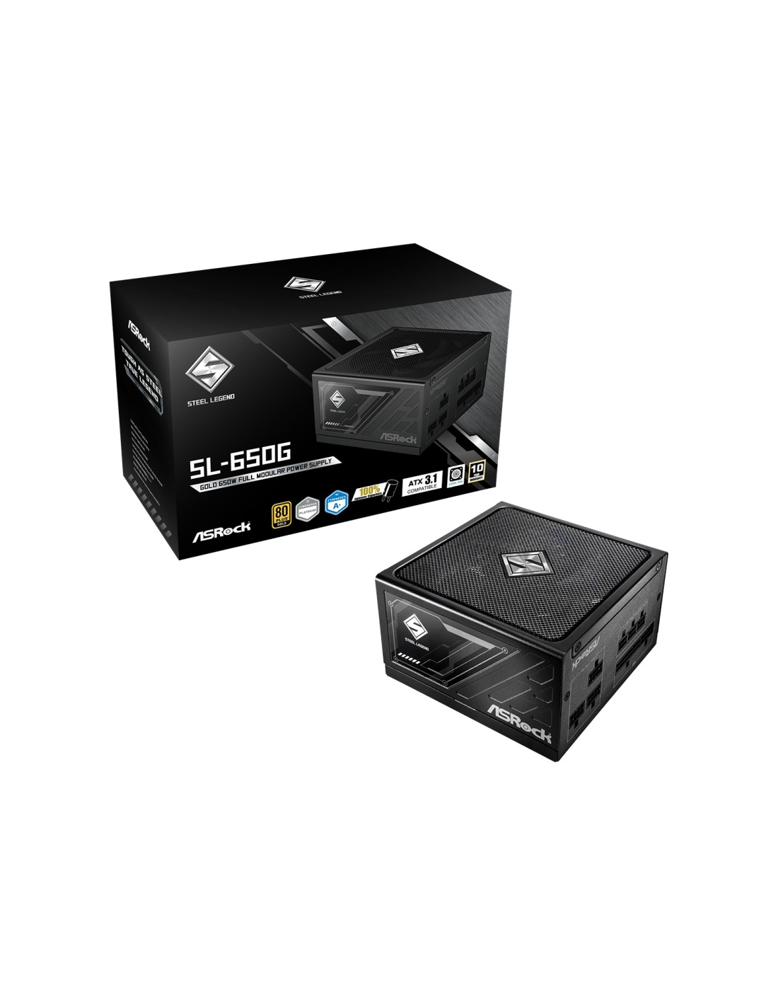 Asrock SL-650G Steel Legend unidad de fuente de alimentación 650 W 20+4 pin ATX ATX Negro