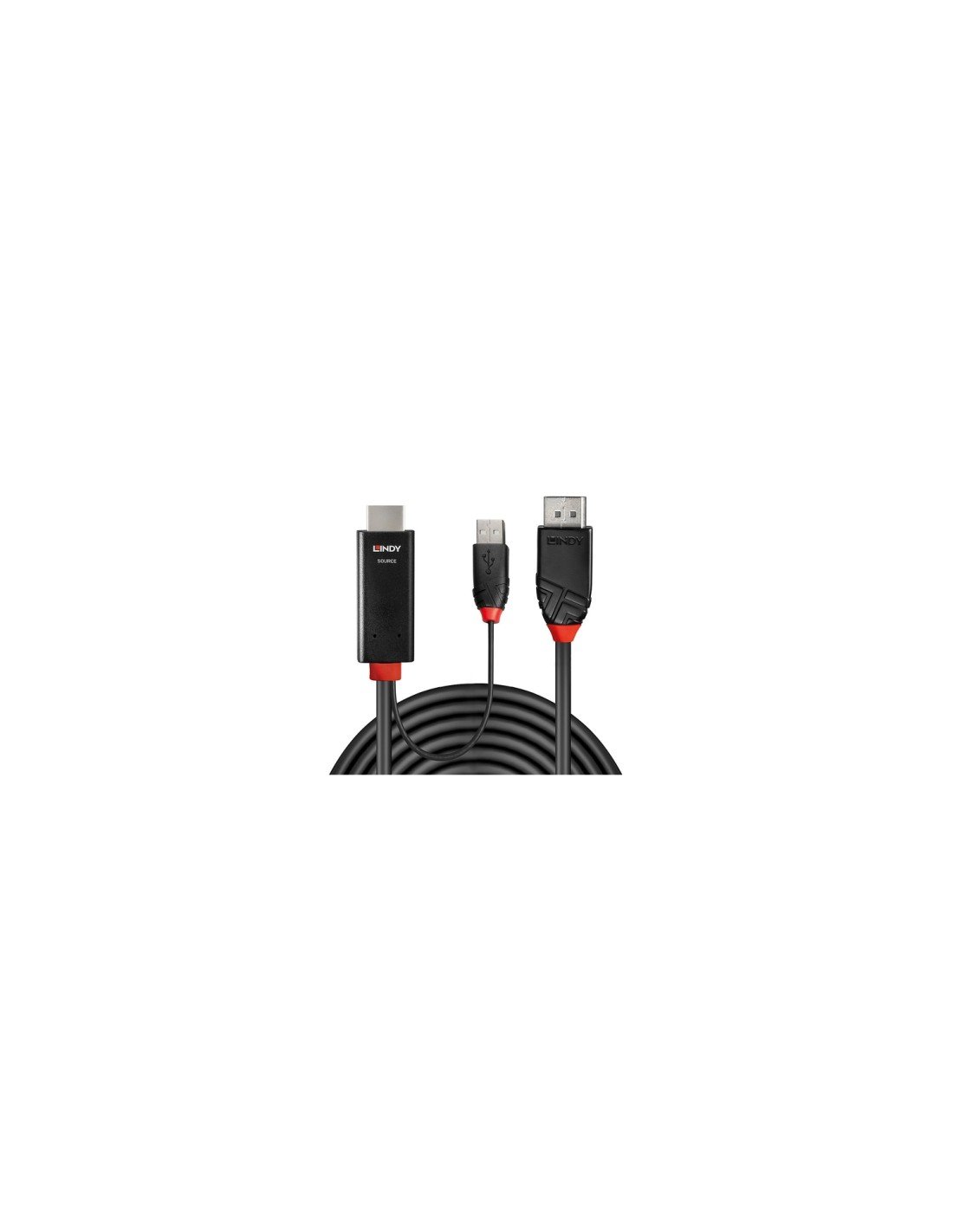 Lindy 41500 adaptador de cable de vÍ­deo 3 m HDMI + USB Type-A DisplayPort Negro