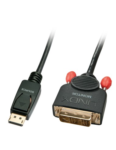 Lindy 41489 adaptador de cable de vÍ­deo 0,5 m DisplayPort DVI-D Negro