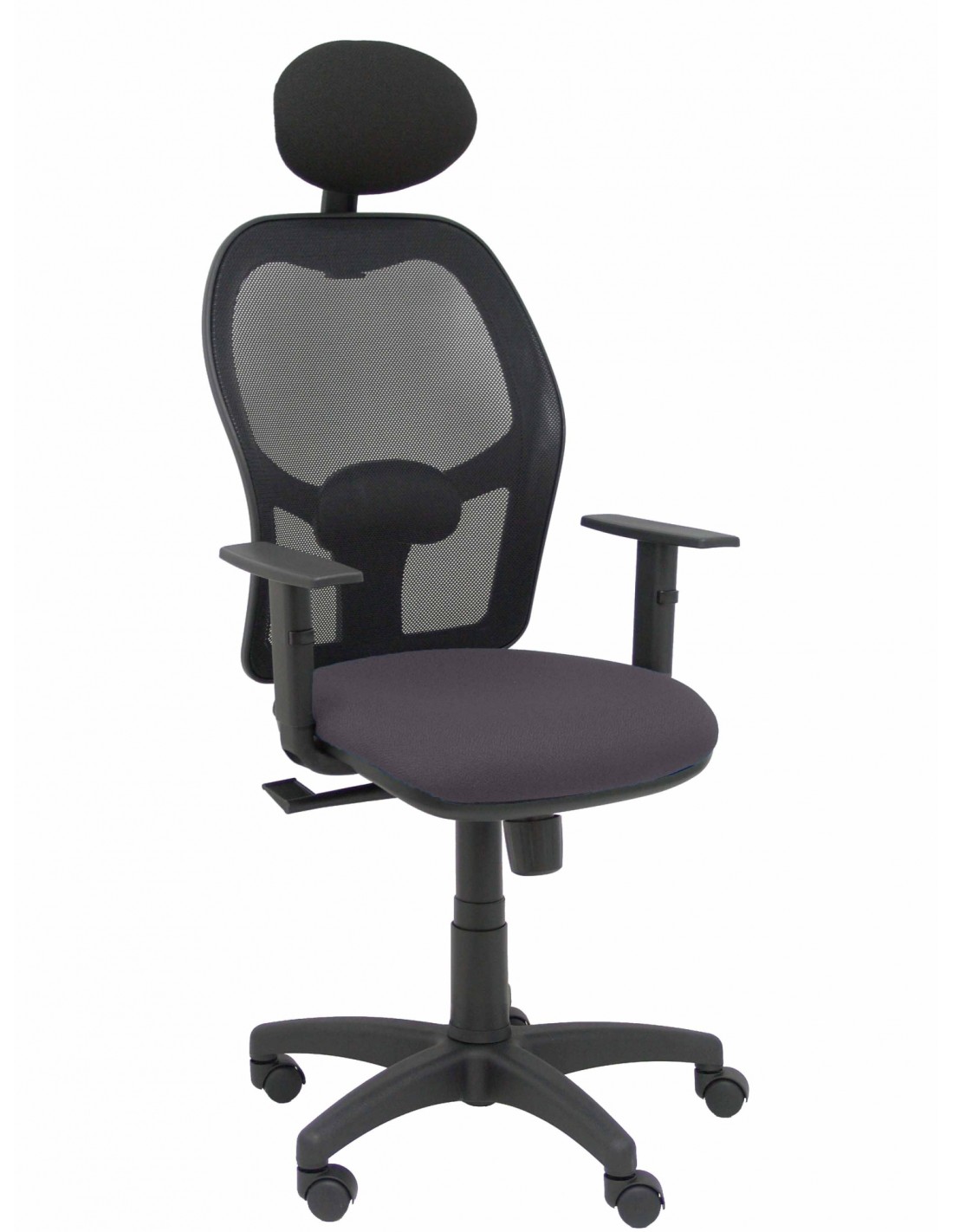 Piqueras y Crespo Silla AlocÃ©n malla negra asiento bali gris oscuro brazos regulables cabecero fijo