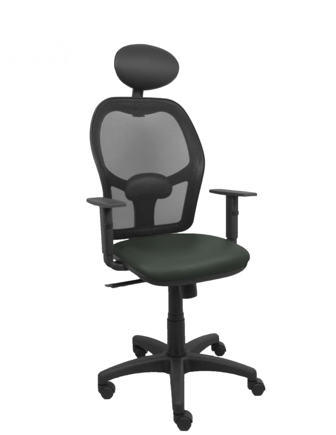 Piqueras y Crespo Silla AlocÃ©n malla negra asiento similpiel gris oscuro brazos regulables cabecero fijo