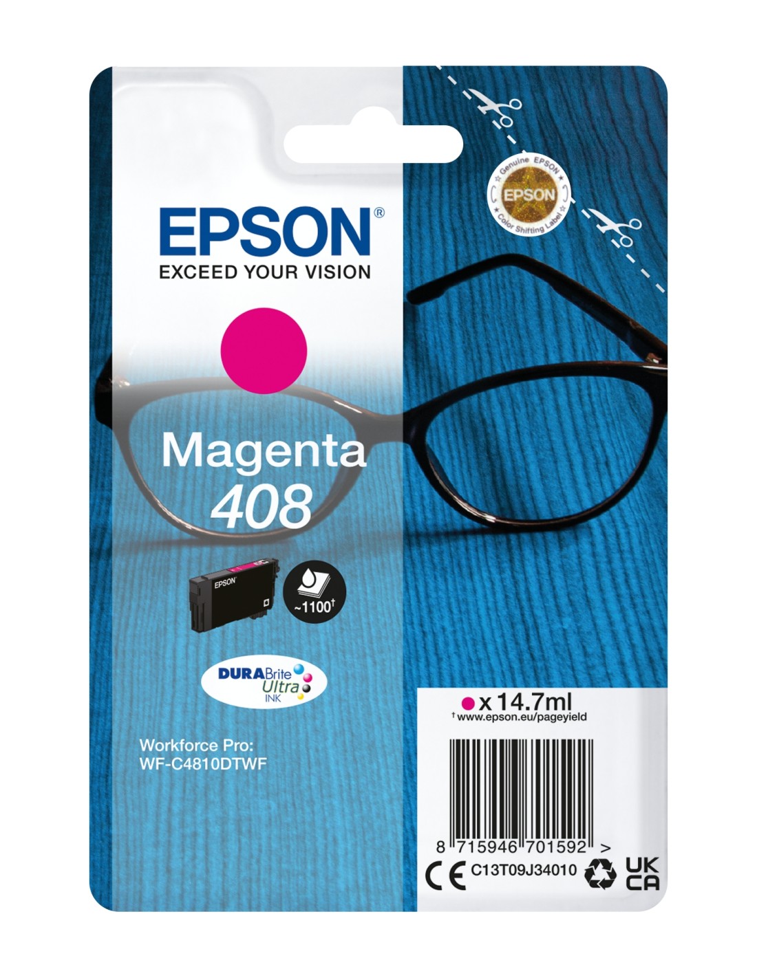 Epson Singlepack Magenta 408 DURABrite Ultra Ink