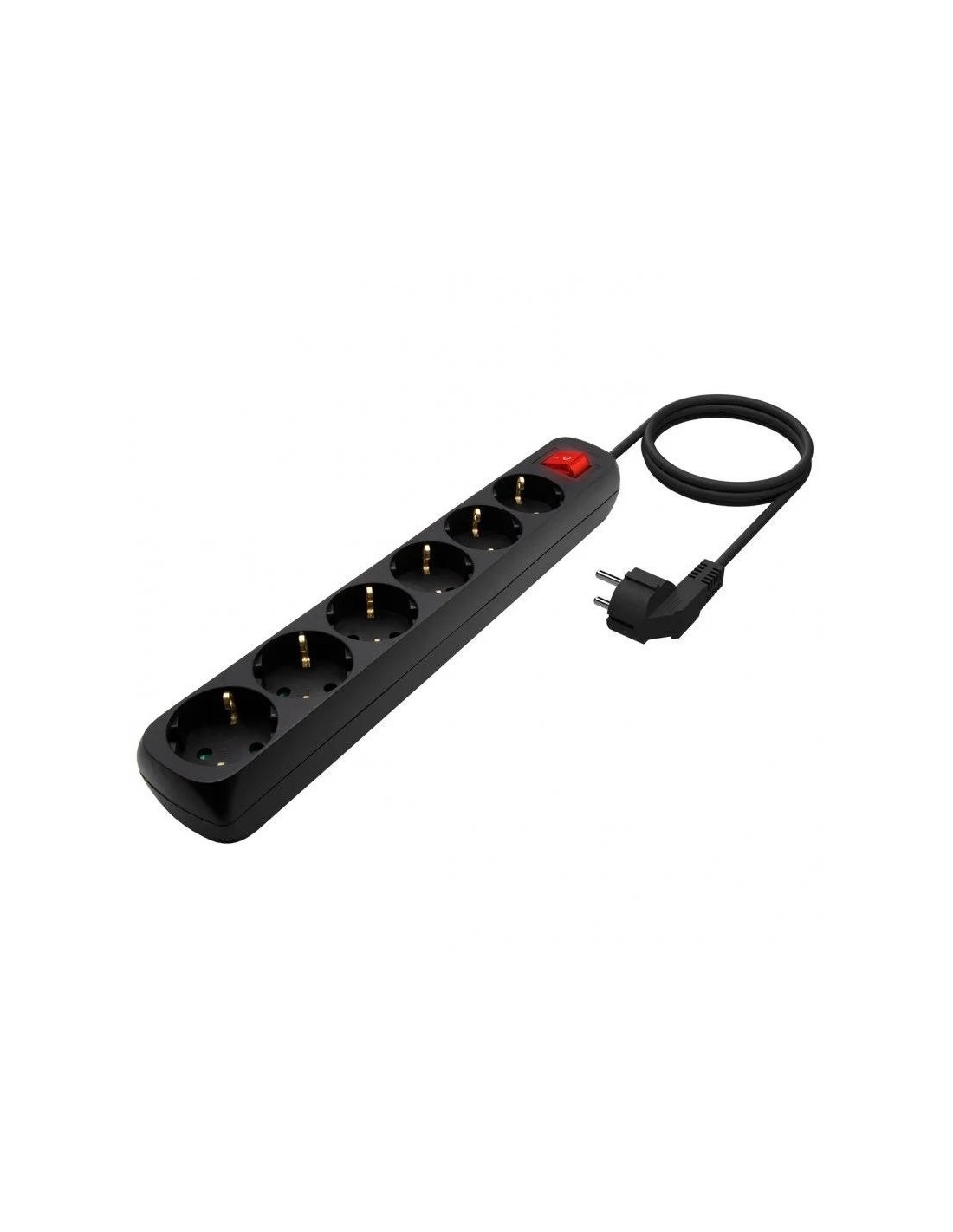 REGLETA AISENS 6 SCHUKOS PROTECCION INTERRUPTOR 1,4M BLACK