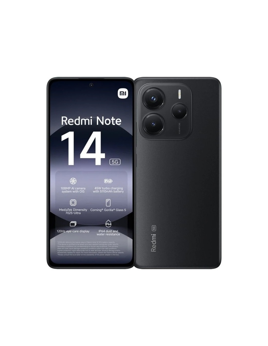 SMARTPHONE XIAOMI REDMI NOTE 14 6.67 6GB/128GB/108MP/NFC/5G BLACK