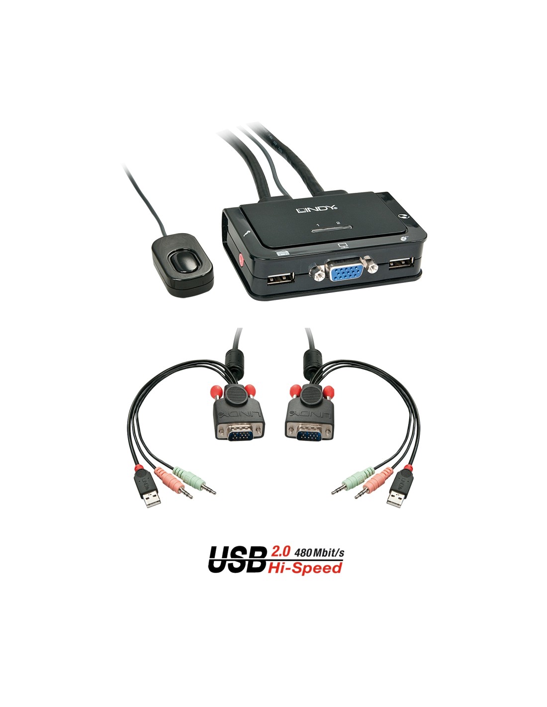 Lindy 42342 interruptor KVM Negro