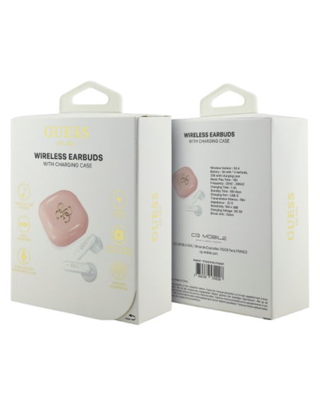 GUESS AURICULAR BLUETOOTH TWG 4G LOGO ROSA