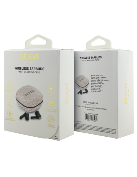 GUESS AURICULAR BLUETOOTH TWS ENC 4G LOGO ROSA