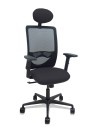 Piqueras y Crespo Silla Zulema sincro malla negra asiento bali negro brazos 2D ruedas 65 cabecero
