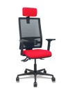Piqueras y Crespo Silla Bormate asincro malla negra asiento bali rojo brazos 2D ruedas 65mm cabecero regulable