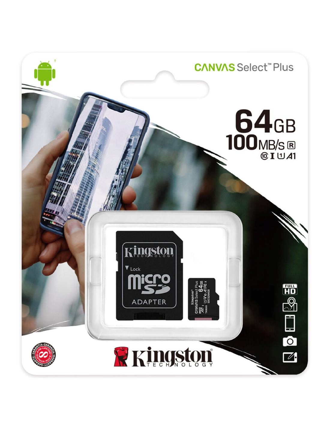 Memoria Micro SD SDXC 64GB CLASS 10 KINGSTON 100 MB/S UHS-I