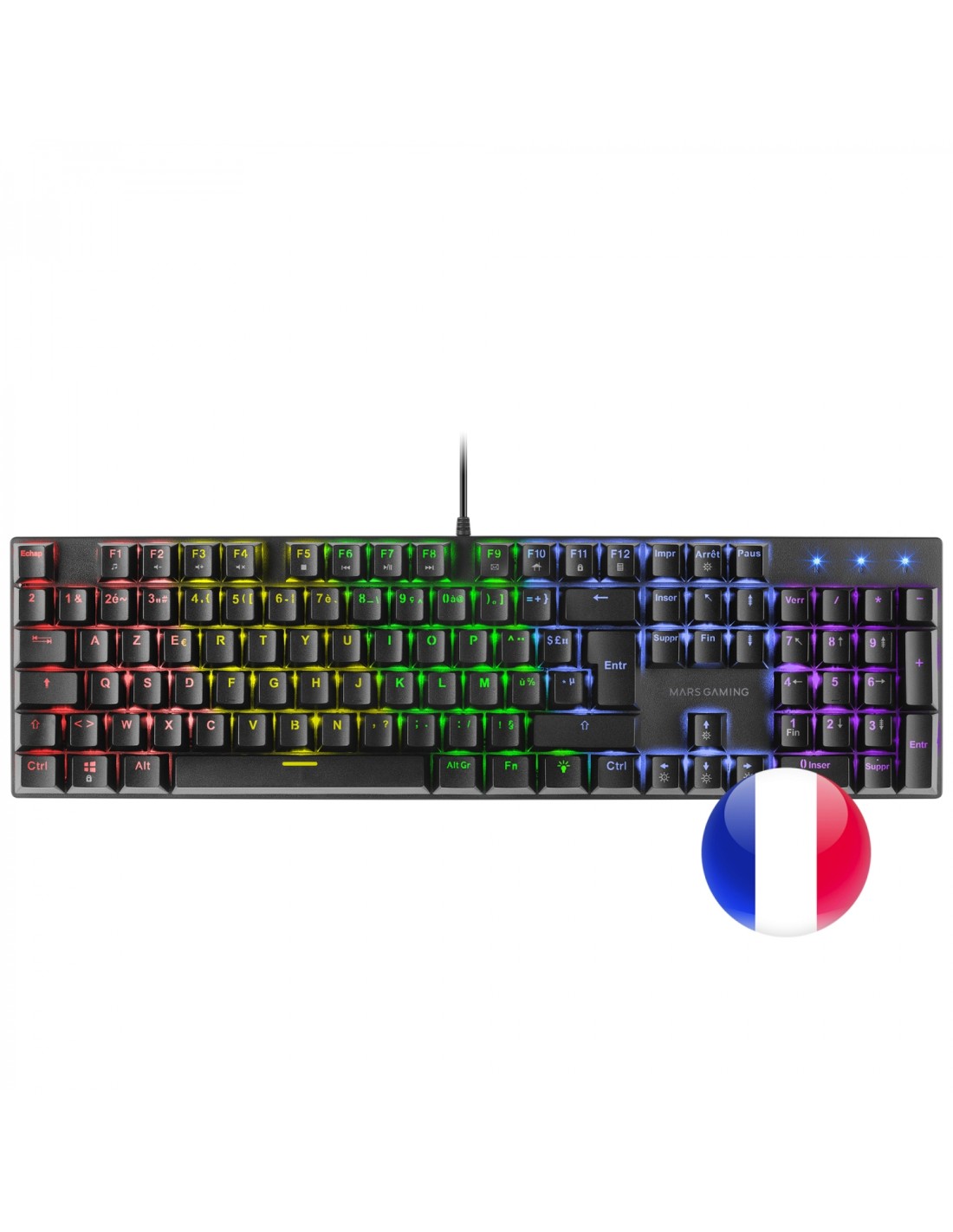 Mars Gaming MK422 Negro Teclado Mecánico Gaming RGB Antighosting Switch Mecánico Marrón Idioma Francés