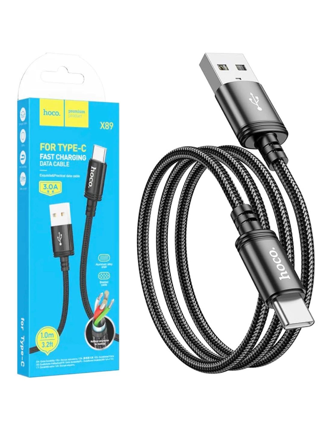 Cable Usb-A a Usb-C 3.0A 1m Hoco X89 Negro