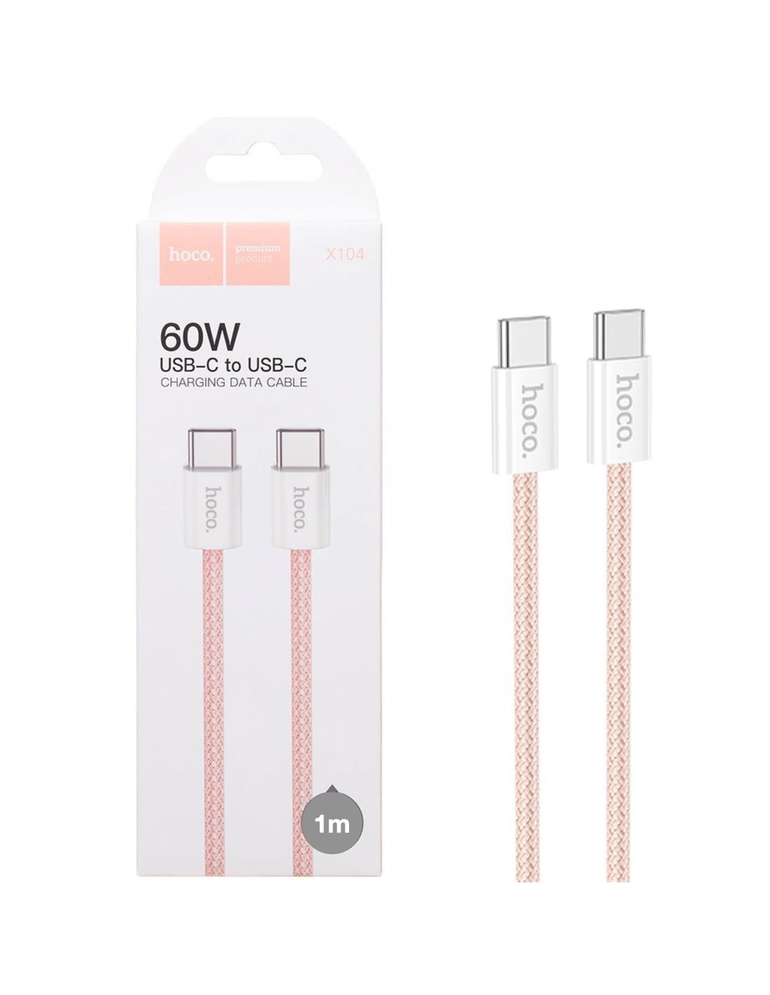 Cable USB-C a USB-C 1 Metro 60W Hoco X104 Pink (para iPhone 15)