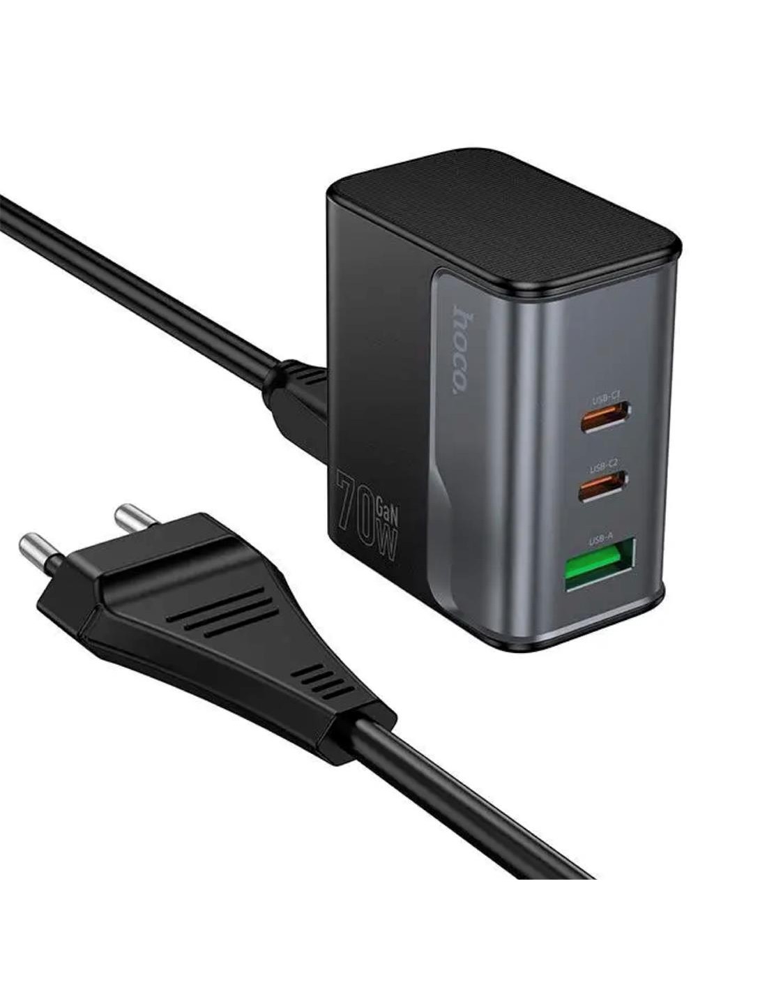 Cargador USB-A y USB-C Hoco CS76A PD70W Negro