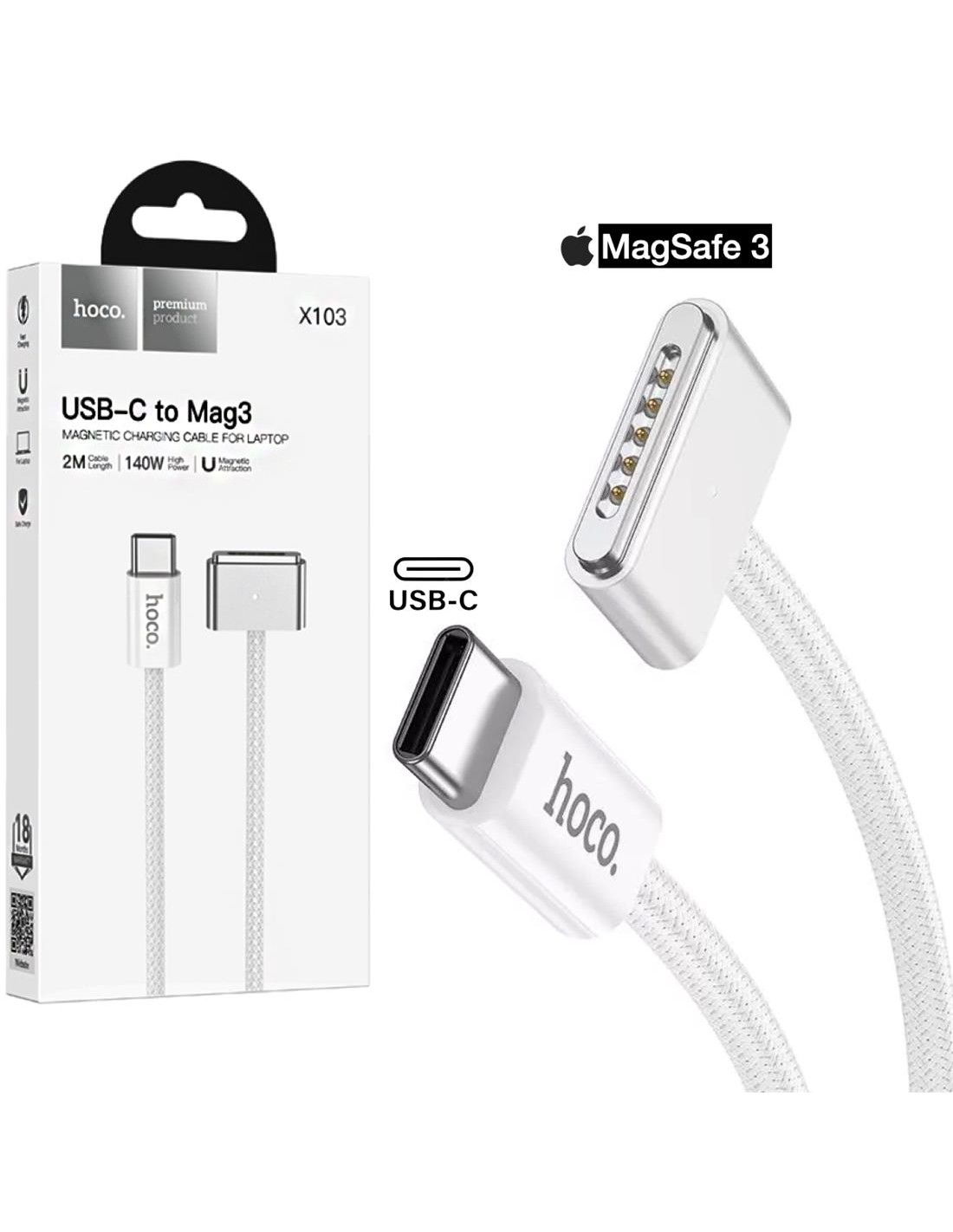 Hoco X103 Cable USB-C a Magsafe 3 140W y 2 Metros