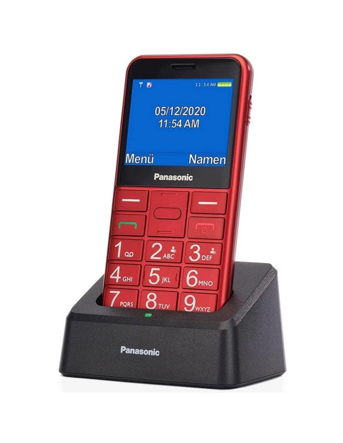 Panasonic KX-TU155 MÃ³vil para mayores con Base y BotÃ³n SOS Rojo