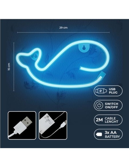 LAMPARA DECORATIVA NEON LED WHALE BLUE FOREVER