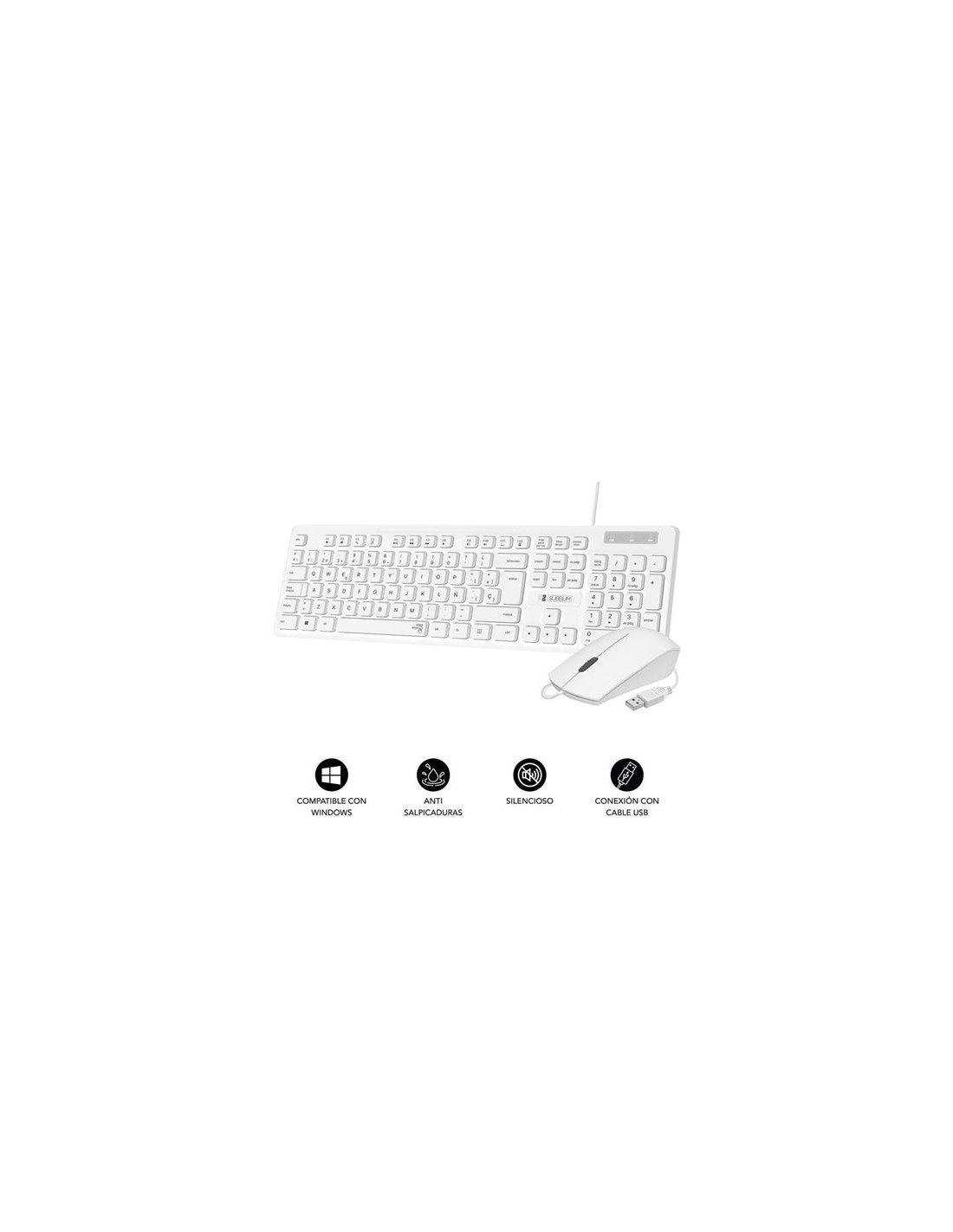 COMBO TECLADO Y RATON CON CABLE BUSINESS SLIM BLANCO SUBBLIM