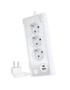 REGLETA 3 TOMAS + 2 USB CON CABLE 1.5METROS BLANCO NANOCABLE