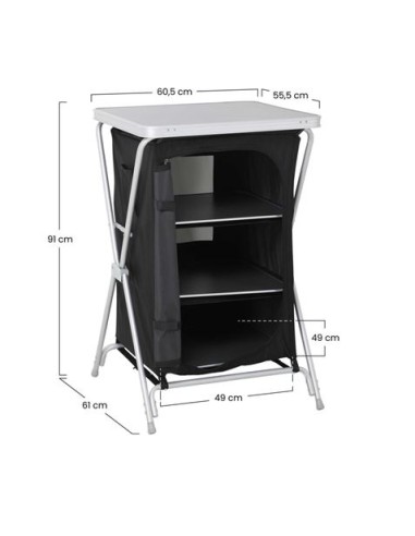 MESA DE CAMPING PLEGABLE CON ARMARIO DE TELA INTEGRADO