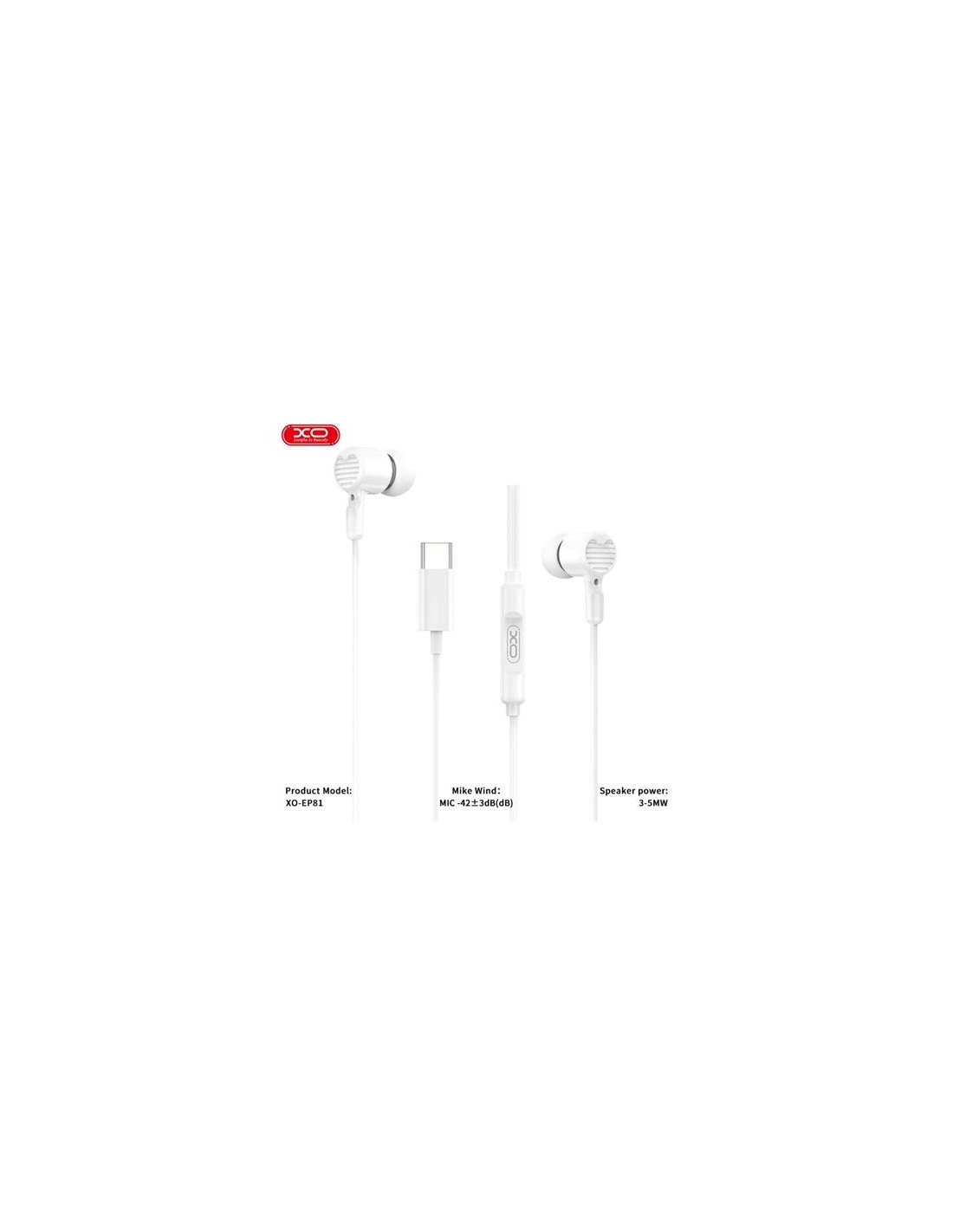 AURICULARES CON Y MICROFONO CABLE TIPO C EP81 BLANCO XO