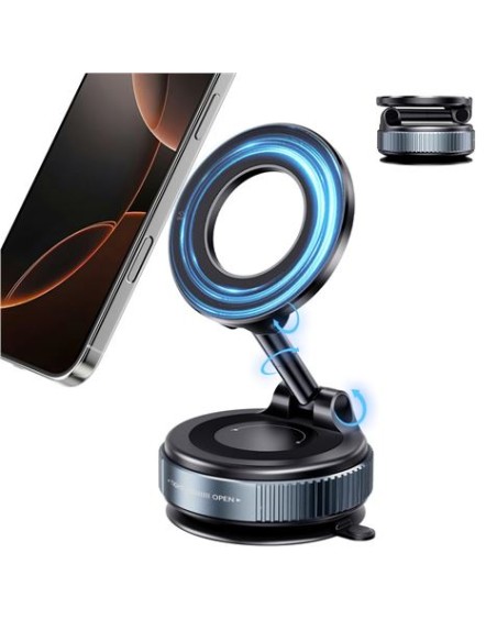 SOPORTE COCHE SMARTPHONE POR VACIO CON BRAZO / MAGNETICO C169 NEGRO XO