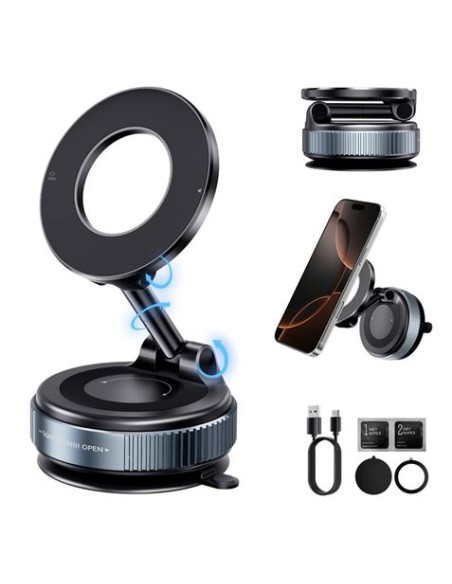 SOPORTE COCHE SMARTPHONE POR VACIO CON BRAZO / MAGNETICO C169 NEGRO XO