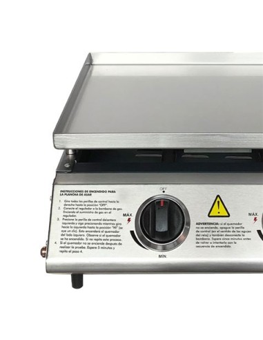PLANCHA DE ASAR 2 FUEGOS INOXIDABLE MUVIP