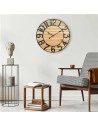 RELOJ PARED VINTAGE NEGRO/MADERA CLARA 60CM