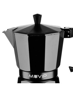 CAFETERA 6 TAZAS ALUMINIO NEGRO MATE ANTIADHERENTE MUVIP 2