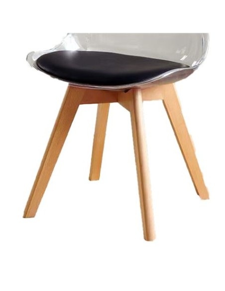 PACK 2 SILLAS DESIGN D1000 TRANSPARENTES + COJÍN NEGRO MUVIP