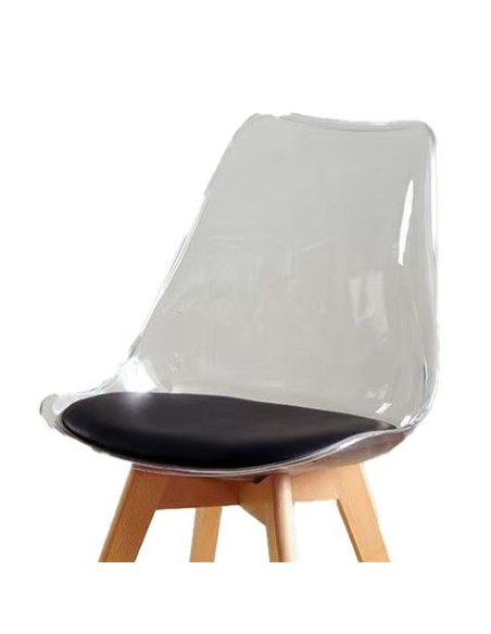 PACK 2 SILLAS DESIGN D1000 TRANSPARENTES + COJÍN NEGRO MUVIP