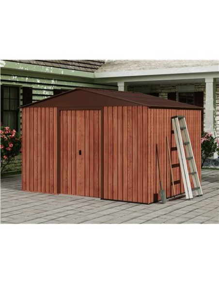 CASETA DE METAL | PUERTAS CORREDERAS 304.5X243X214.5 (7.4M2) EFECTO MADERA