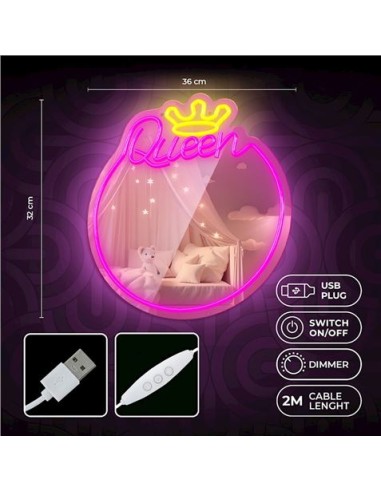 ESPEJO DECORATIVO CON NEON LED QUEEN FOREVER