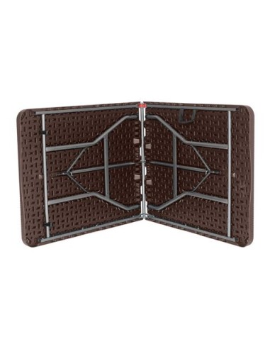 MESA DE RESINA PLEGABLE EFECTO RATÁN 180X74X74CM 3.5CM SUNGARDEN