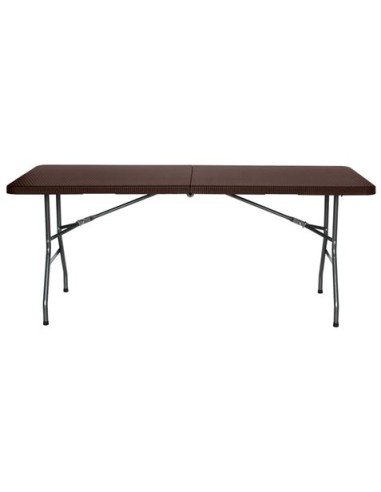 MESA DE RESINA PLEGABLE EFECTO RATÁN 180X74X74CM 3.5CM SUNGARDEN