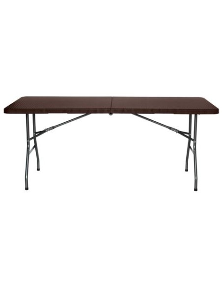 MESA DE RESINA PLEGABLE EFECTO RATÁN 180X74X74CM 3.5CM SUNGARDEN